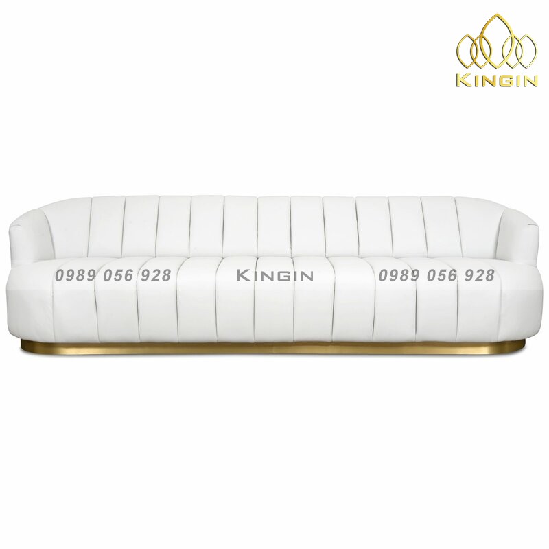 Ghế sofa da chân inox mạ vàng xước IA1143 - Inox Mạ Vàng Gương KINGIN